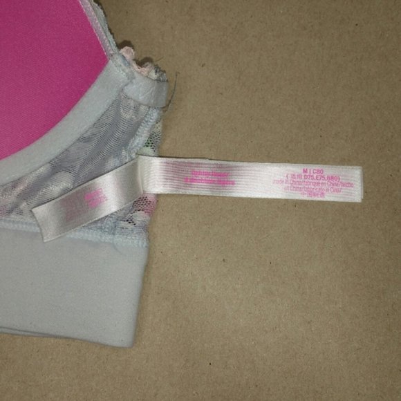 VS PINK Watercolor Blue Floral Lace Bralette M - Picture 7 of 8